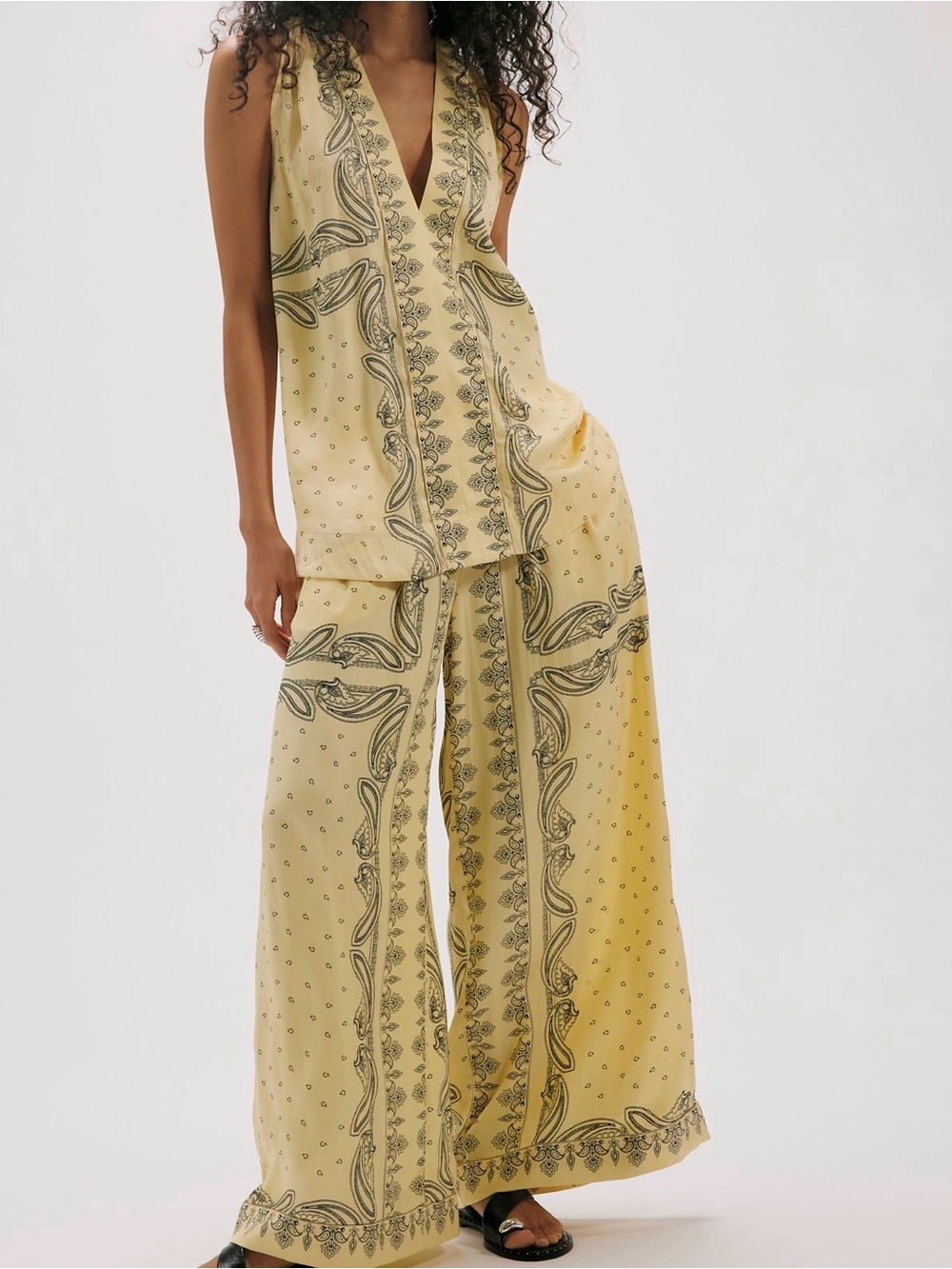 Free People Yellow Soleil Pant Set SMALL NWT